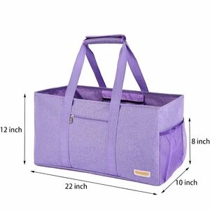 Purple Tote Bag with Zipper Pockets